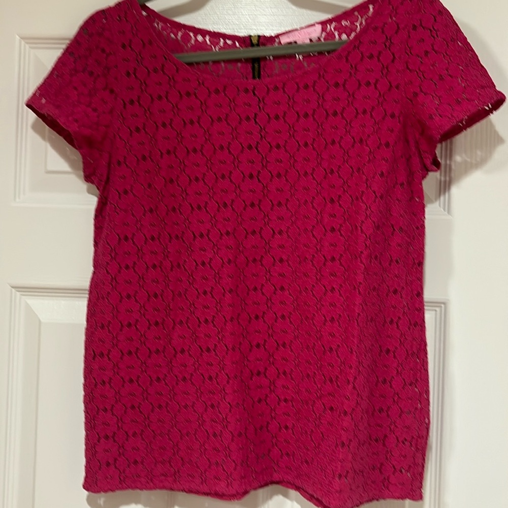 Lilly Pulitzer size M pink, cotton and nylon fabric with exposed zipper